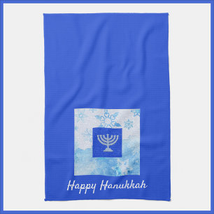  Blue Menorah Hanukkah Theedoek
