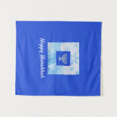  Blue Menorah Hanukkah Wandkleed (Voorkant (horizontaal))
