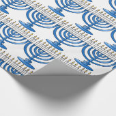 Blue Menorah Hanukkah Wrapping Paper Cadeaupapier (Hoek)