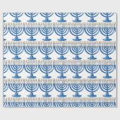 Blue Menorah Hanukkah Wrapping Paper Cadeaupapier (Vlak)