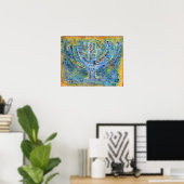 Blue Menorah Poster (Thuiskantoor)