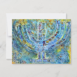 Blue Menorah Wenskaart (leeg van binnen) Briefkaart
