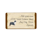 Blue Merle Aussie op perkament Etiket (Voorkant)