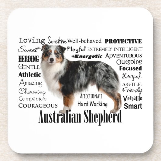 Blue Merle Australian Shepherd Bier Onderzetter (Voorkant)