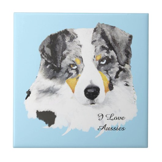 Blue Merle Australian Shepherd Custom Tile Tegeltje (Voorkant)