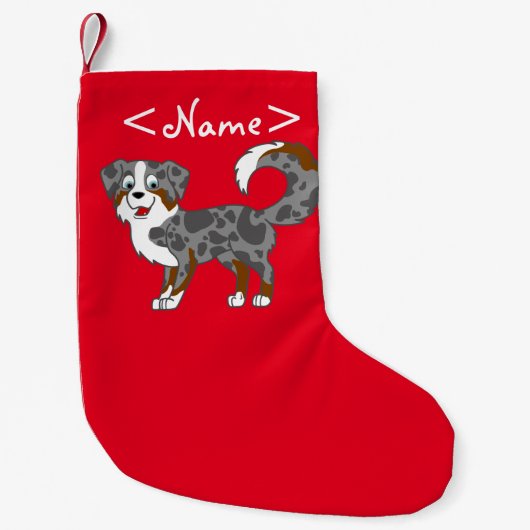 Blue Merle Australian Shepherd Dog Kleine Kerstsok (Voorkant)
