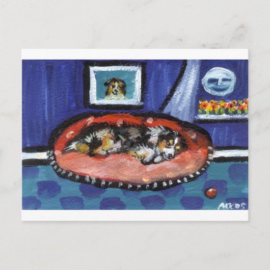 Blue Merle Australian Shepherd in bed Briefkaart (Voorkant)