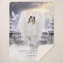Blue Merle Collie Angel Memorial, Heaven Balcony - Sherpa Deken