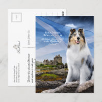 Blue Merle Collie, Eilean Donan en Scottish Flag -