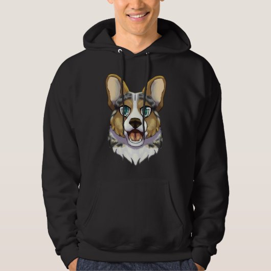 Blue Merle Corgi Hoodie (Voorkant)