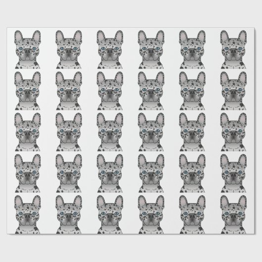 Blue Merle French Bulldog Frenchie Dog Pattern Cadeaupapier (Vlak)