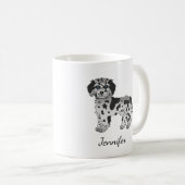Blue Merle Mini Goldendole Cartoon Dog & Name Koffiemok (Voorkant rechts)