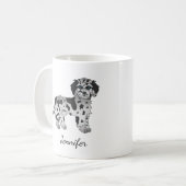 Blue Merle Mini Goldendole Cartoon Dog & Name Koffiemok (Voorkant links)