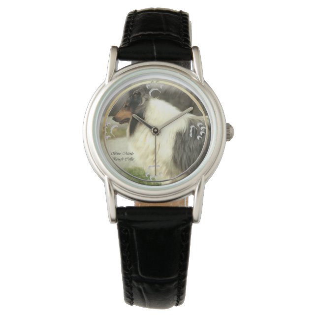 Blue Merle Rough Collie Gifts Horloge (Voorkant)