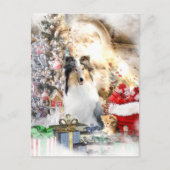 Blue Merle Rough Collie & Kat, Magic Kerstmis - Briefkaart (Voorkant)