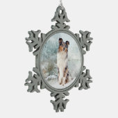 Blue Merle Sheltie met kerstversiering Tin Sneeuwvlok Ornament (Links)