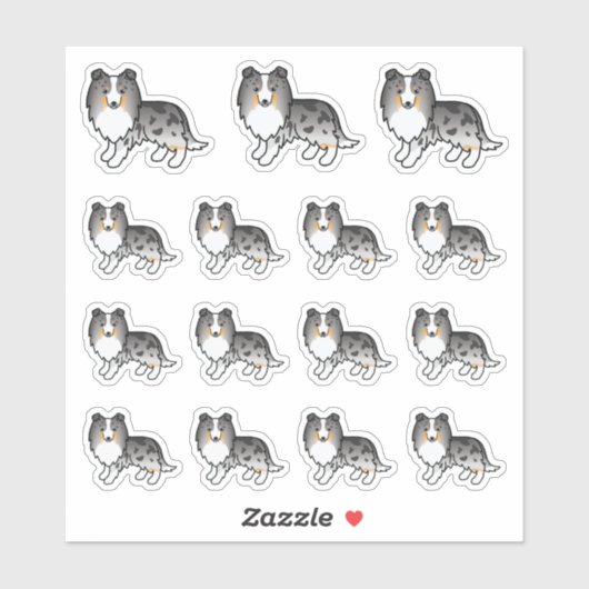 Blue Merle Shetland Sheepdog Cartoon Honden Sticker (Vel)