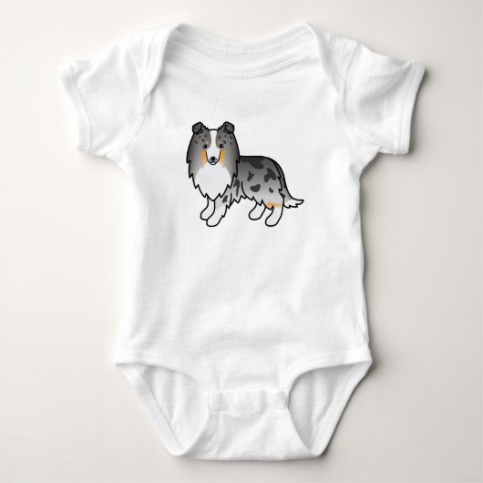 Blue Merle Shetland Sheepdog Sheltie Cartoon Dog Romper (Voorkant)