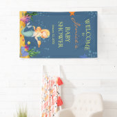 Blue Mermaid Baby shower Welcome Sign Banner (Insitu)