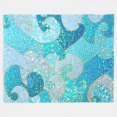 Blue Mermaid Faux Glitter Zee - Blauwgroen gouden  Fleece Deken (Voorkant (Horizontaal))