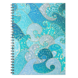 Blue Mermaid Faux Glitter Zee - Blauwgroen gouden Notitieboek