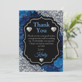 Blue Mermaid Letters Silver Glitter Dank je Bedankkaart (Staand voorkant)