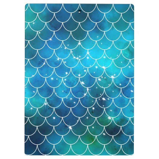 Blue Mermaid Scales Pattern Klembord (Achterkant)