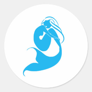 Blue Mermaid Silhouette Logo Ronde Sticker
