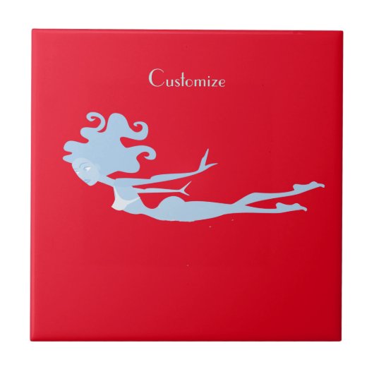 Blue Mermaid Swimmer Thunder_Cove Tegeltje (Voorkant)