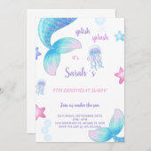 Blue Mermaid Tale Anniversaire Invitation (Devant / Derrière)