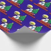 Blue Merry Chrismukkah met Snowman en Menorah Cadeaupapier (Hoek)