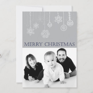 Blue Merry Christmas Familie Foto Vakantie Kaart