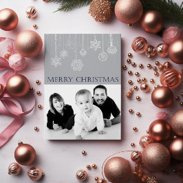 Blue Merry Christmas Familie Foto Vakantie Kaart