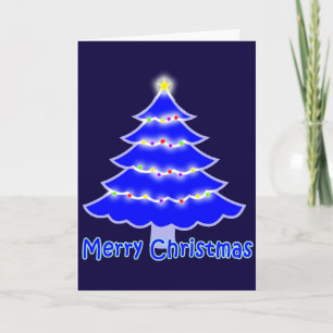 Blue Merry Christmas tree Feestdagen Kaart