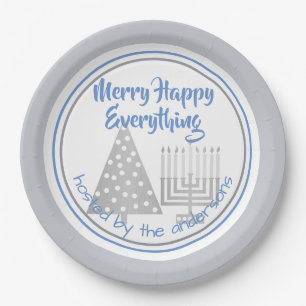 Blue Merry Happy Alles Party Chrismukkah Papieren Bordje