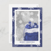 Blue Merry kerstsnowflake Feestdagenkaart (Voorkant / Achterkant)