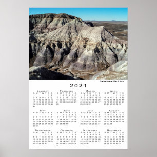 Blue Mesa Badlands woestijngebergte 2021 kalender Poster