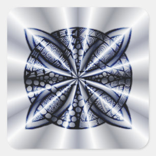 Blue Metallic Celtic Knot Original Art Vierkante Sticker