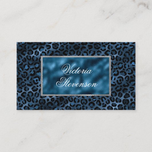 Blue Metallic Elegant Modern Visitekaartje (Voorkant)