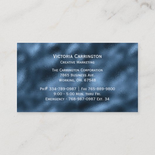 Blue Metallic Elegant Modern Visitekaartje (Achterkant)