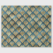 Blue Metallic Gold Abstract Elegant Chic Cadeau Cadeaupapier (Vlak)