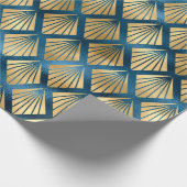 Blue Metallic Gold Abstract Elegant Chic Cadeau Cadeaupapier (Hoek)