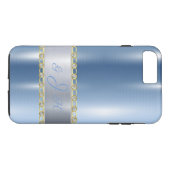 Blue Metallic, Rhinestones Personalized Case-Mate iPhone Case (Achterkant (Horizontaal))