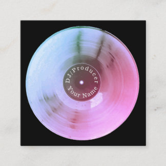 Blue metallic vinyl record disk dj productie vierkante visitekaartje