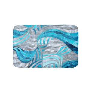 Blue Metallic Wavy Abstract Badmat