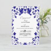 Blue Mexican Talavera Engagement Party Kaart (Staand voorkant)