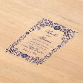 Blue Mexican Timeless Wedding  Acryl Uitnodigingen (Laagn)