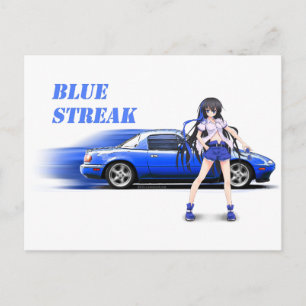 Blue Miata - met een animerend meisje Briefkaart