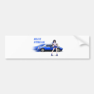Blue Miata - met een animerend meisje Bumpersticker