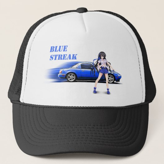 Blue Miata - met een animerend meisje Trucker Pet (Voorkant)